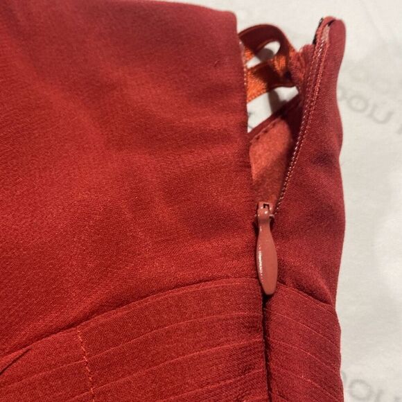 BCBGMaxAzria Womens Sleeveless Slinky Silk Halter Mini Dress Burnt Orange Size 2 - Picture 9 of 12